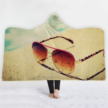 

Sunglasses Blankets hats sofa Seaside holiday Blankets keep warm new Modern urban style comfortable soft blue Blankets