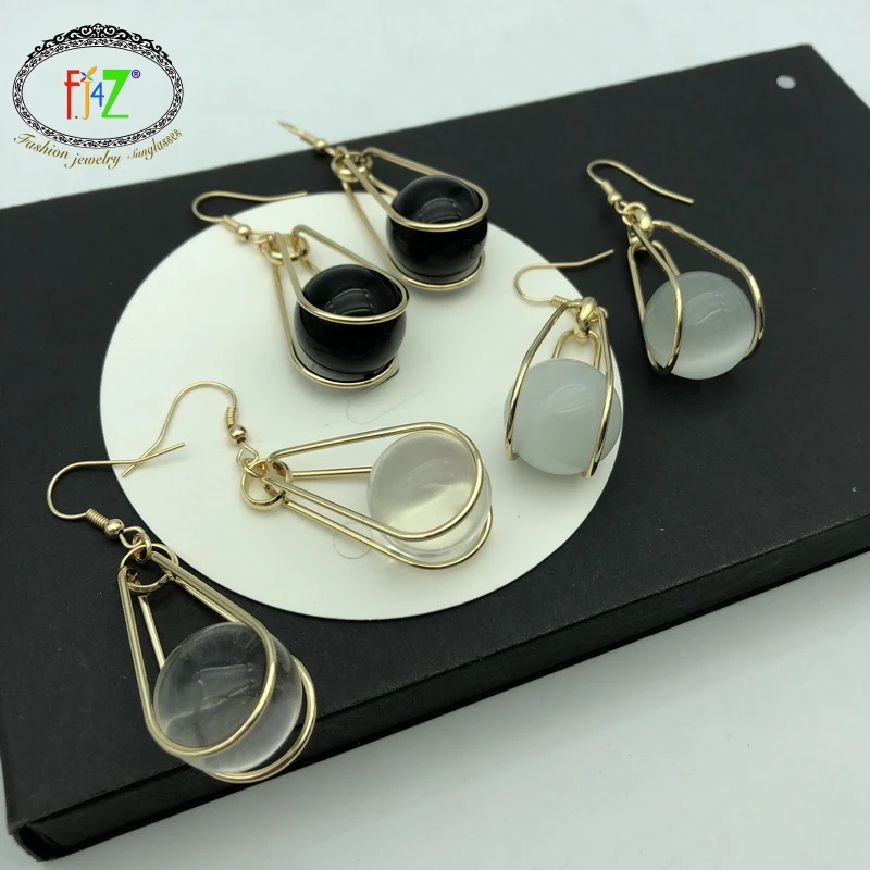 

F.J4Z New Designer Women Earrings Fashion 3colors Glass Ball Pendant Drop Earring for Party DropShipping Jewelry Wholesale