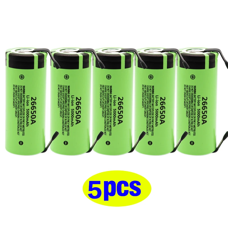 Аккумулятор для Panasonic 26650A 3,7 V 5000mAh высокой емкости 26650 литий-ионные аккумуляторы+ никелевые листы DIY - Цвет: 5pcs