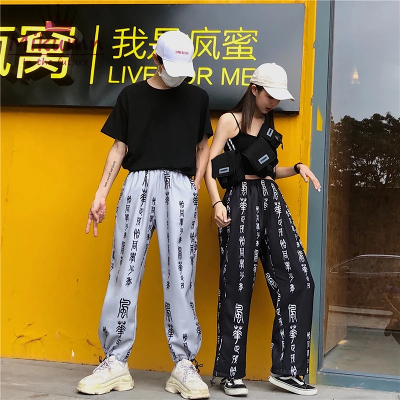 Брюки BF Harajuku женские с эластичной высокой талией Модные свободные прямые штаны