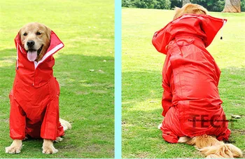 

Large Dog Raincoat Clothes Waterproof Rain Jacket Jumpsuit For Big Dogs Golden Retriever outdoor Red Blue 6 Sizes free shipping