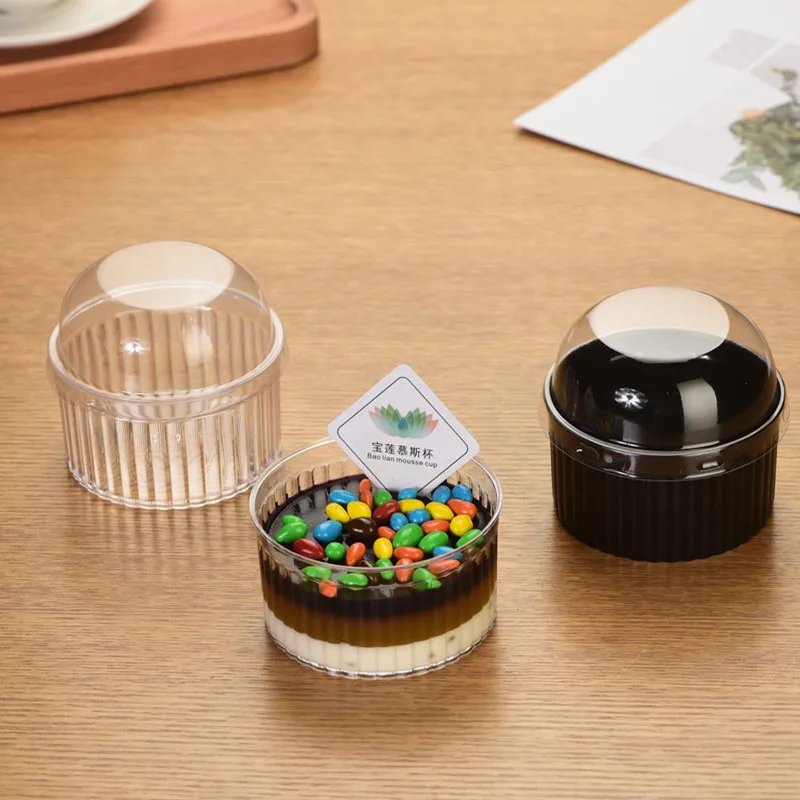 

High quality thick disposable pudding cups 110ml small packaging plastic cups baking tool dessert cake jelly cups with lid