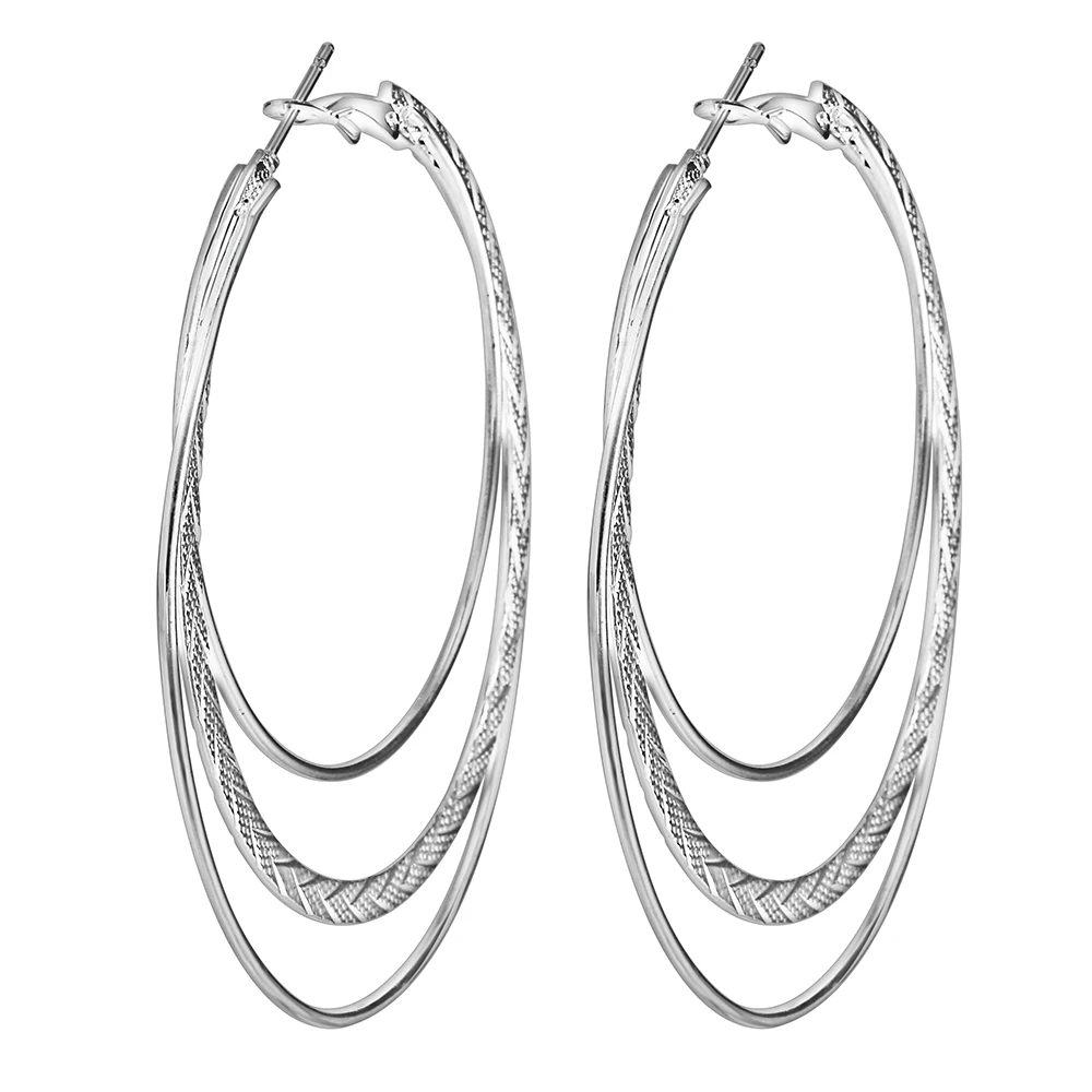 

cheap summer silver plated hoop earring for women wholesale hot sale fashion jewelry gift large size lovely party earring