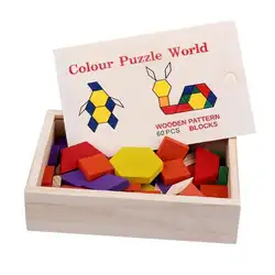 60 шт деревянные блоки головоломки форма познания для обучение маленьких детей