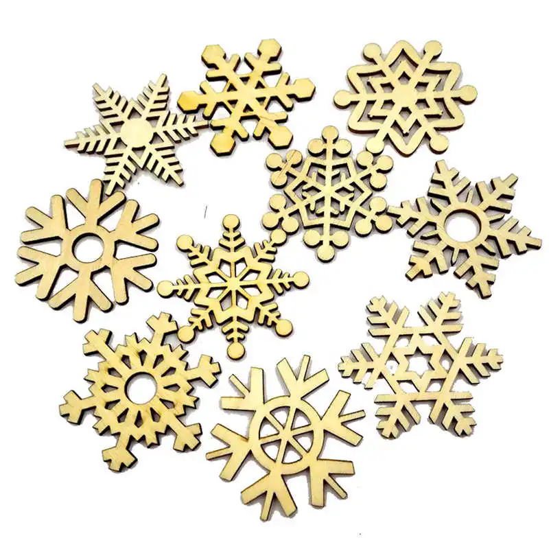 

10pcs Natural wooden DIY Christmas tree Hanging Ornaments Pendant Gifts Tree Snow Flakes Table Bottle #3o15#f