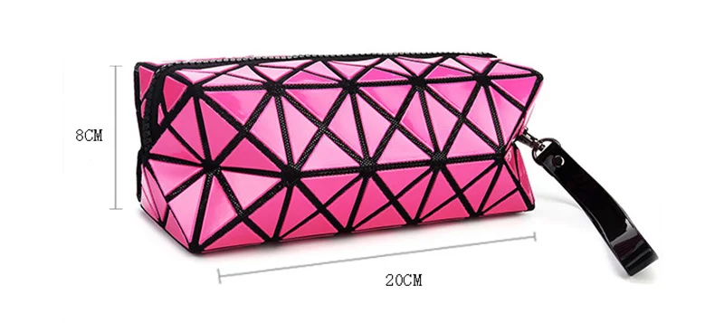 Fashion Portable Makeup Bag Folding Package PU Leather Makeup Bags Women Geometric Zipper Cosmetic Bag Mini Bolso Organizer Bags (40)