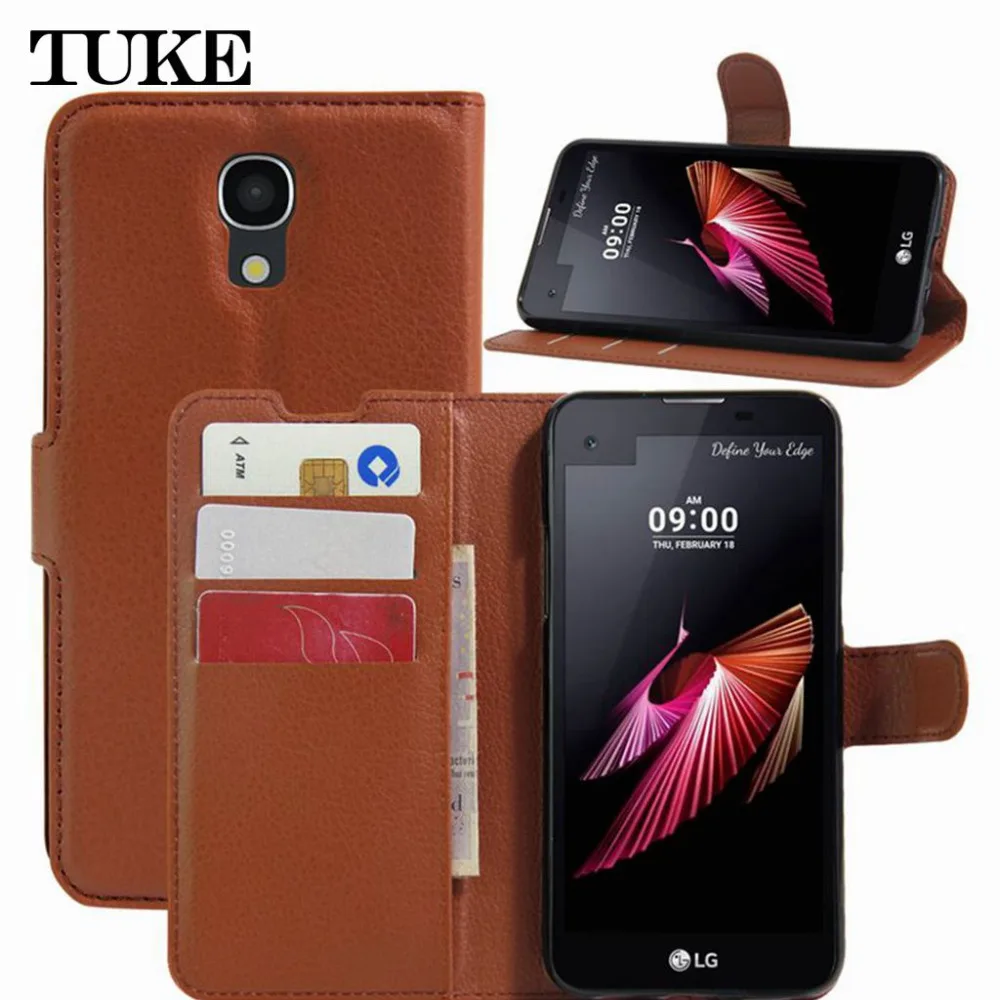 

TUKE Luxury Wallet Leather Case Cover with Card Holder Stand Flip Mobile Phone Cases for LG X Screen / LG X View K500DS