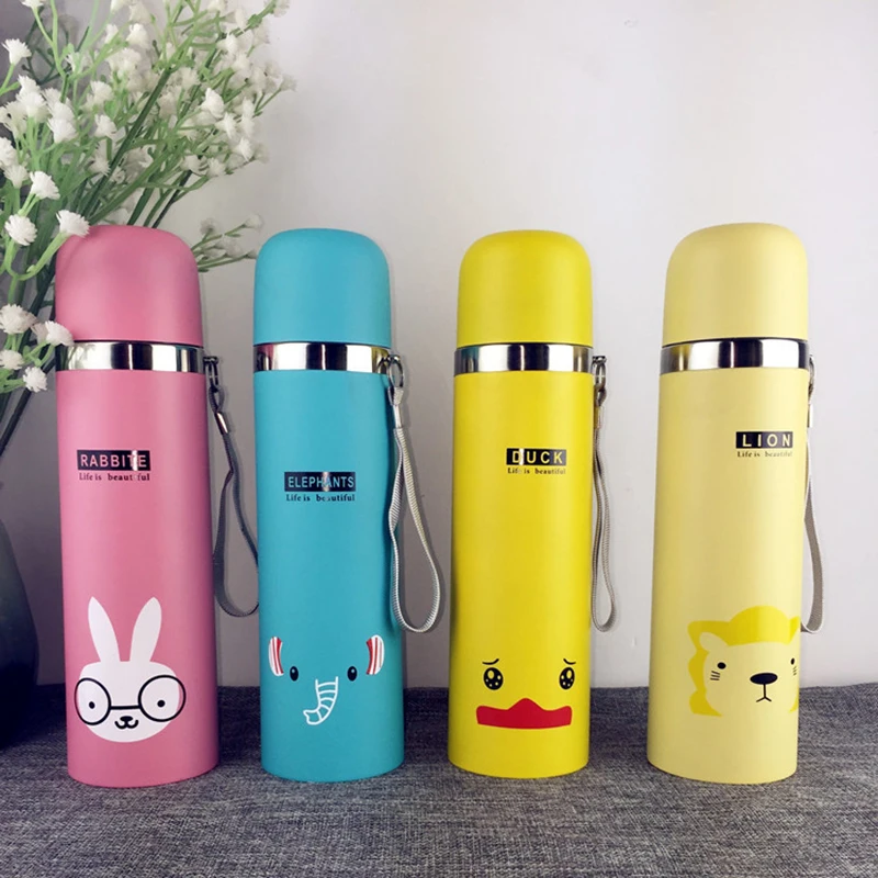 

350ml & 500ml New Stainless Steel Insulated Cute Cartoon Elephant Rabbit Duck and Lion Animal Vacuum Water Bottles for Children