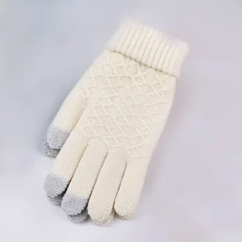 

Fashion Winter Warm Vogue Solid Knitted Full Finger Gloves Mittens For Smart Phone Touches Screen OH66