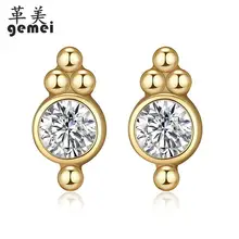 Fengxiao 925 пробы серебряные геометрические круглые серьги-гвоздики с кубическим цирконием золотого/серебряного цвета для женщин модные вечерние ювелирные изделия