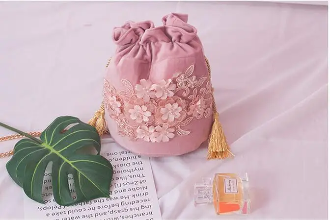 Women Bag Pink Angelatarch Новое поступление женская розовая Цветочная объемная жемчужная сумка с заклепками и кисточками женская сумка через плечо - Цвет: Women Bag Pink