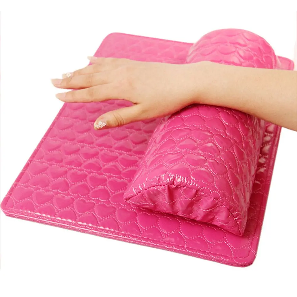 Professional Hand Cushion Holder Soft PU Leather Sponge Arm Rest Love Heart Design Nail Pillow Manicure Art Beauty Nail Mat Pad