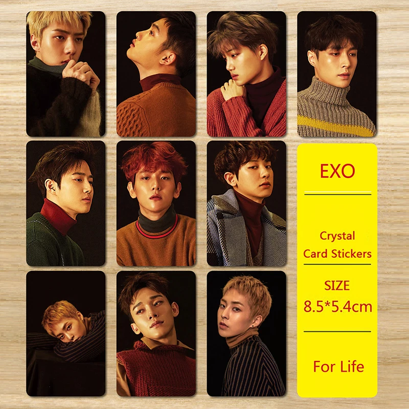 

KPOP EXO For Life Album Photocard Baekhyun Chanyeol Kai Chen Photo Version For Student Card Bus PVC Crystal Card Stickers MY027