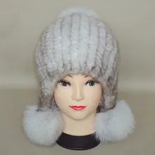 Натуральная вязаная шапка из меха норки, женская шапка ручной работы, модные зимние головные уборы H604