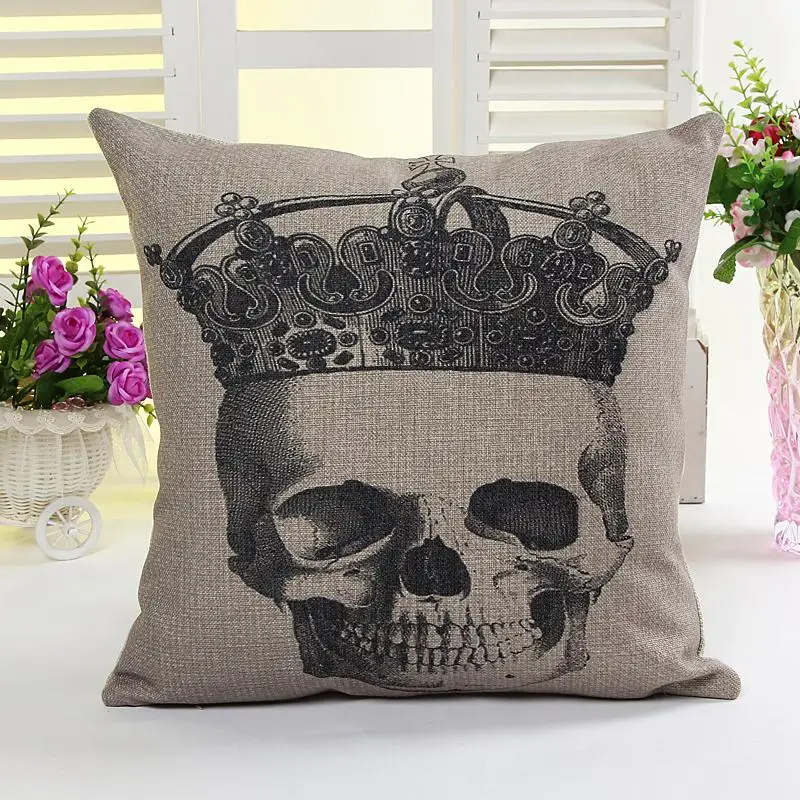 

Nordic Household Cartoon Chair Cushion Home Decor Cojines Halloween Printed Linen Throw Bread Pillow Round Gift Coussin Emoji