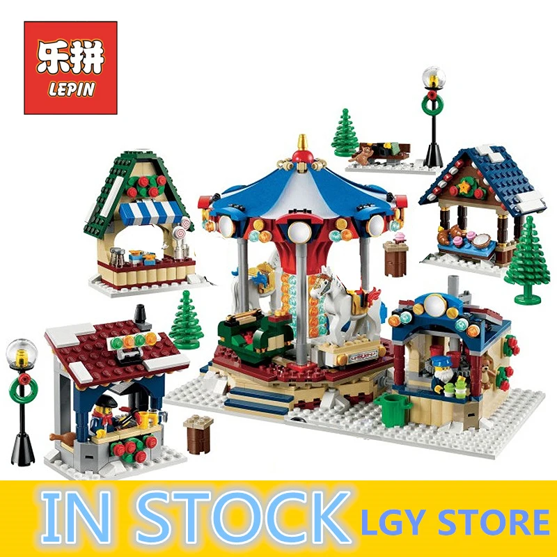 

Lepin 36010 Creative Series The Winter Village Market 1412Pcs Set 10235 Building Blocks Bricks Educational Toys Christmas Gifts