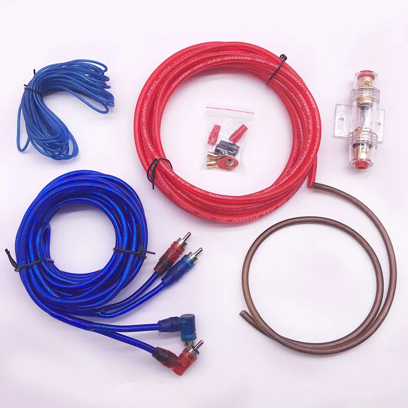 Kits de câblage pour haut parleurs Audio de voiture câble amplificateur Subwoofer haut parleur Kit de fils d'installation 10GA câble d'alimentation 60 ampères porte fusible|amp fuse holder|kit cables|installation wire -