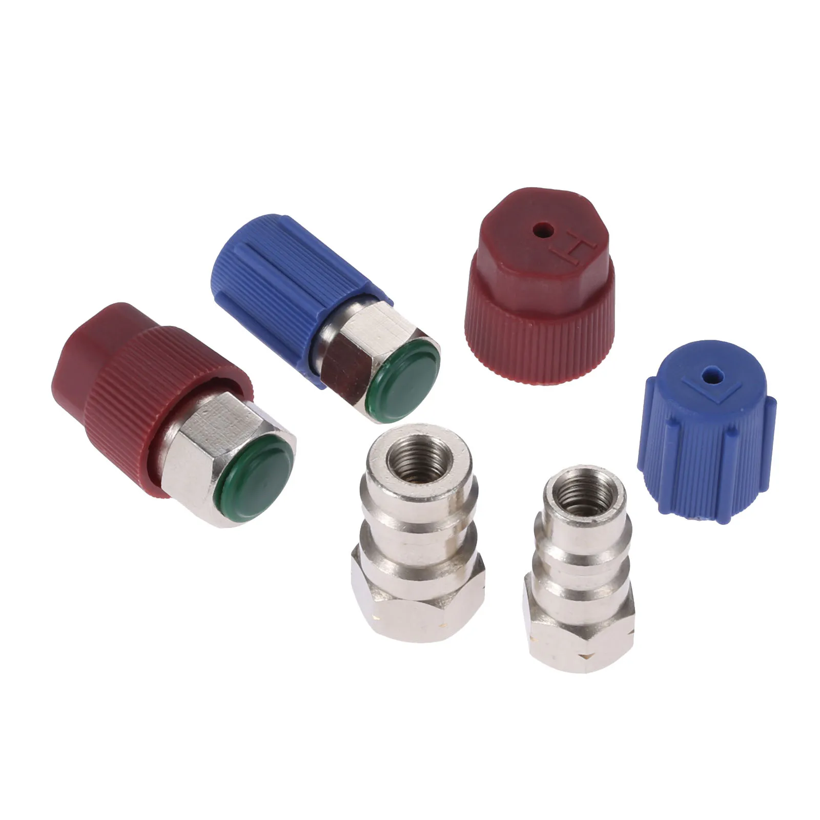 

Yetaha Car A/C 3/8 7/16 Straight Adapters R12 R22 To R134a With Removable Valve Core & Service Port Caps