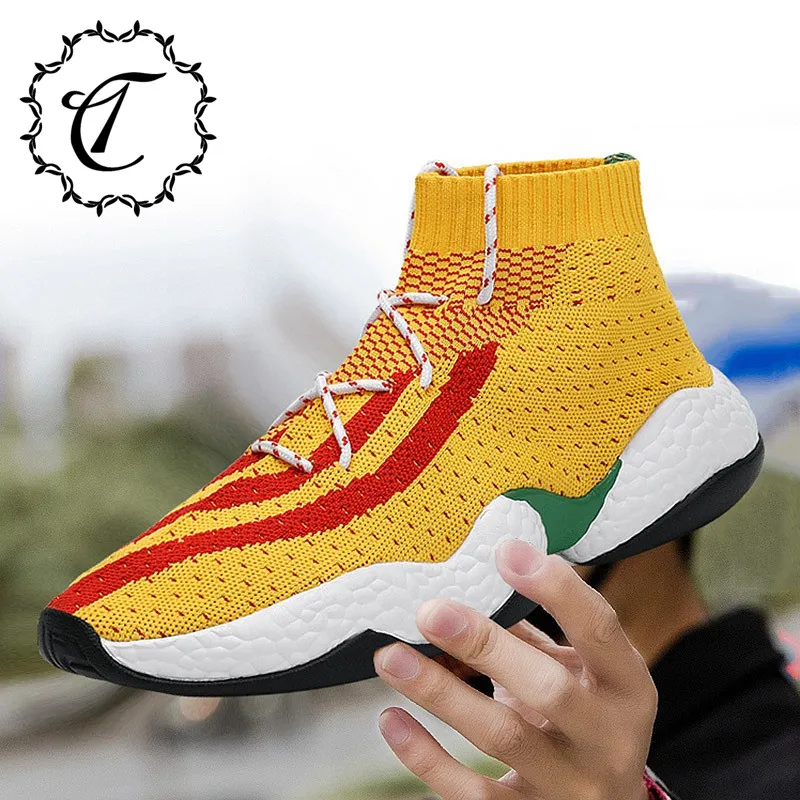 CatriCa Summer Breathable Sock Trainers Designer Male Men Shoes Fashion High Quality Tennis Sneakers 2019 Black White Yellow K3 | Обувь