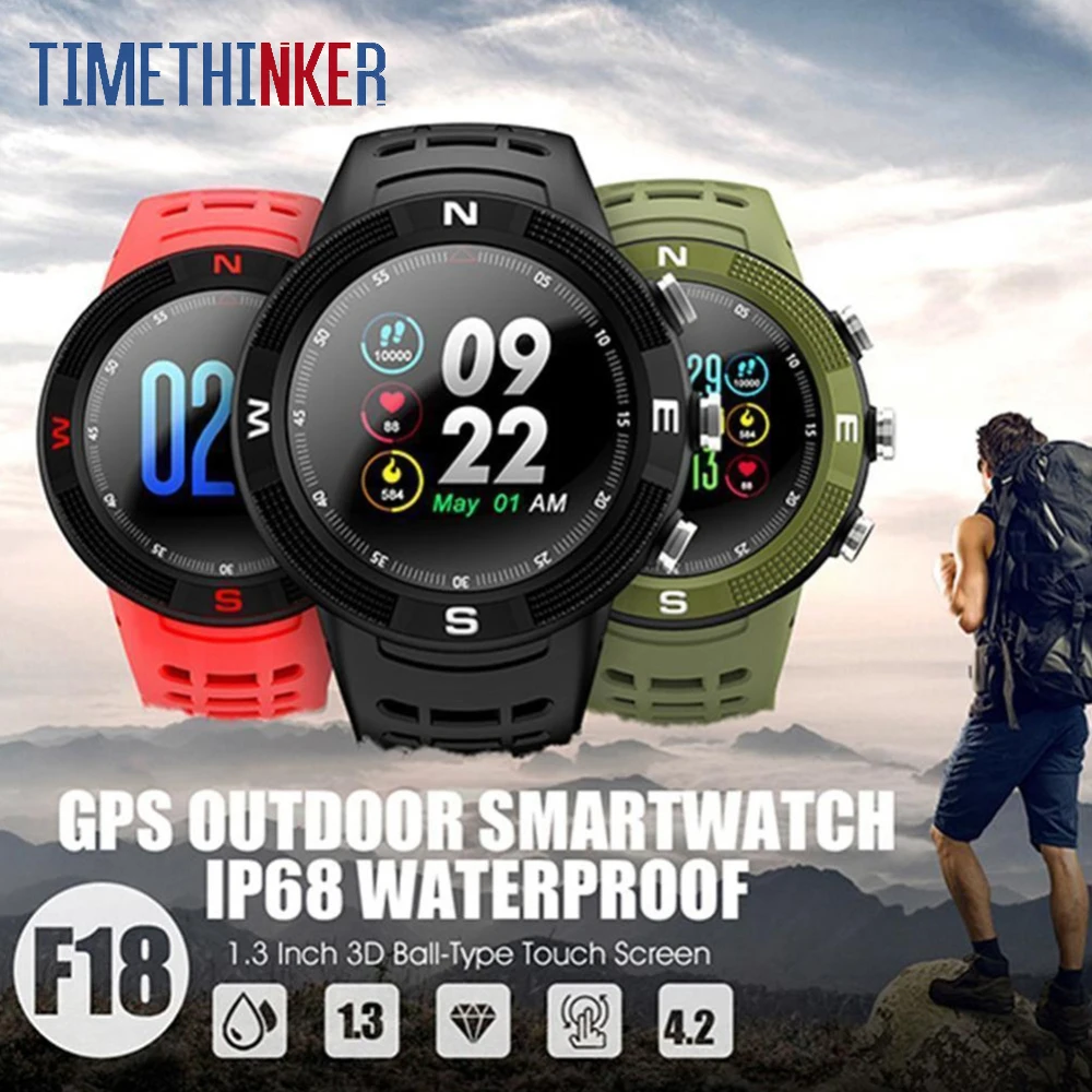 

Timethinker F18 Smart Watch Men Sports GPS Smart Wrist Smart Zegarek Reloj Pedometer Heart Rate Monitor Waterproof IP68
