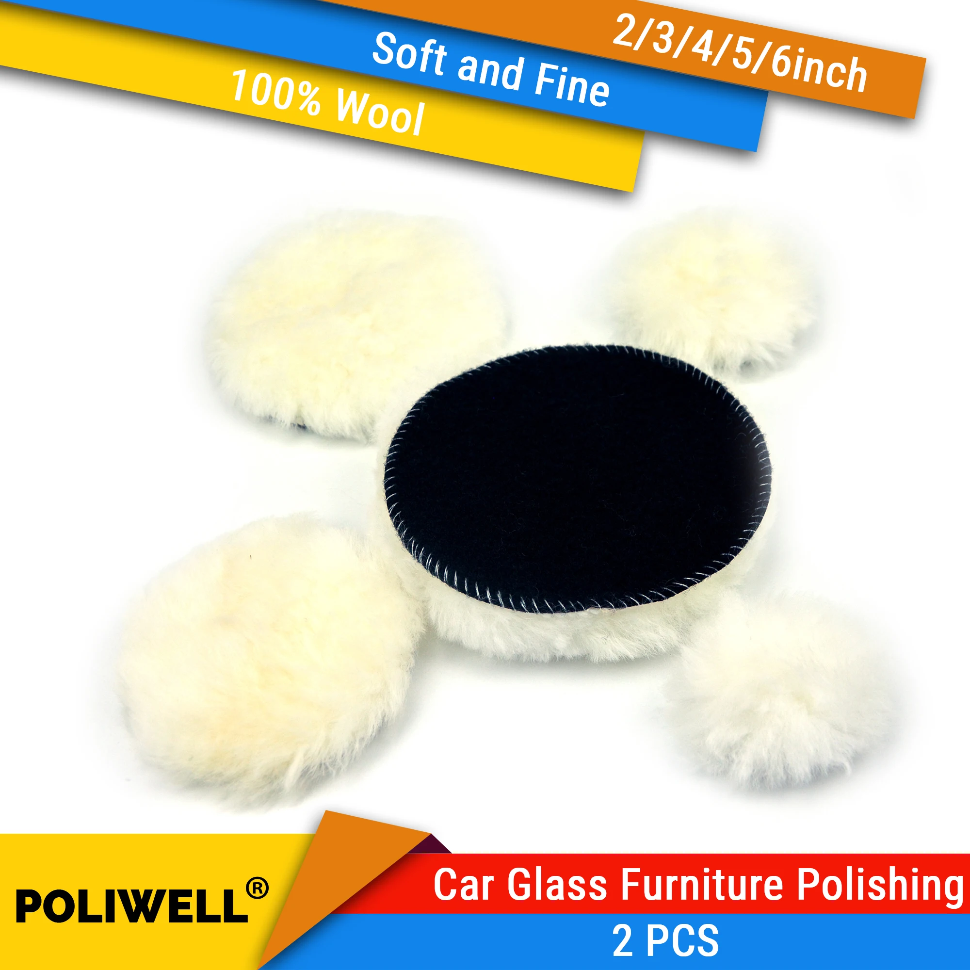 100% Wool Pads 2 3 4 5 6 Inch 2Pcs Waxing Polishing Buffing Pad Wheel Car Beauty Furniture Paint Ca