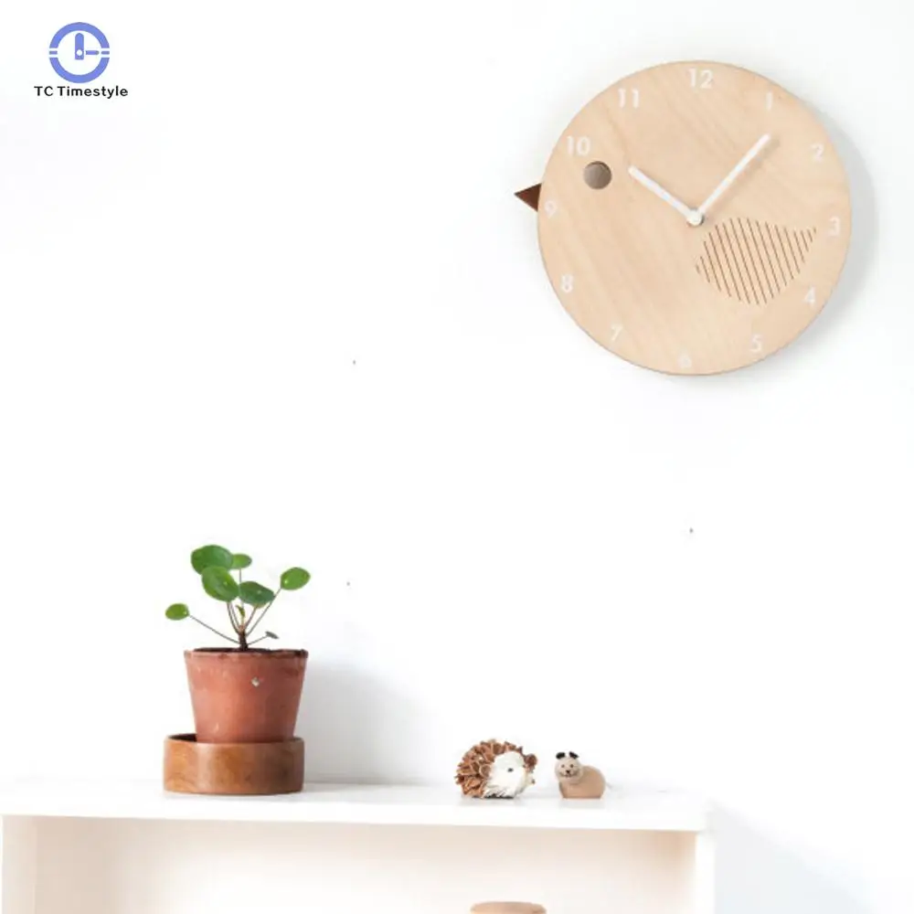 

Wall Clock Home Decor Nordic Cartoon Watches Ins Birdie Cat Children Bedroom Mute Kids Wall Clocks Modern Design
