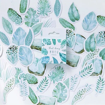 

45pcs/Box Cute Mint Diary Memo Pad Diary Stickers Kawaii Leaf Post Stationery Planner For Scrapbooking Escolar School Supplies