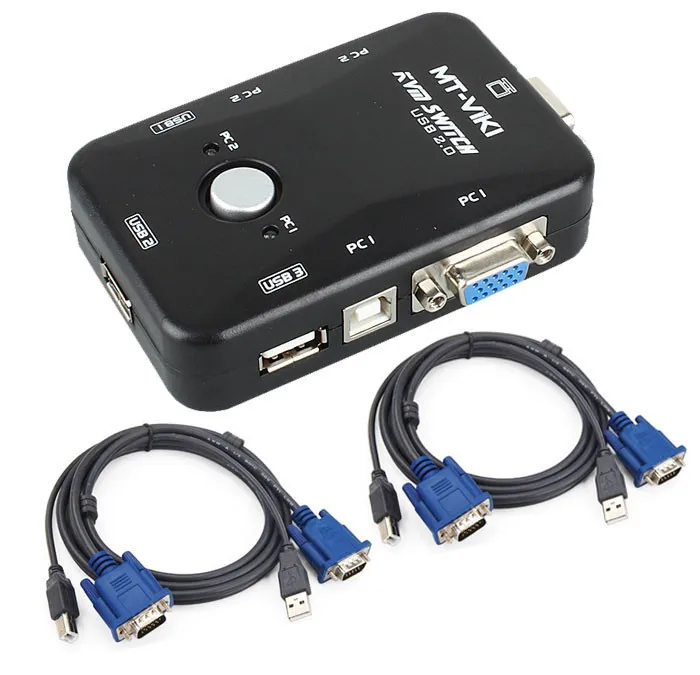 2 Port USB KVM Switch Switcher SVGA VGA Switch Box with