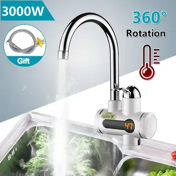 

220V 3000W Electric Hot Faucet Water Heater Electric Tankless Water Heating Kitchen Faucet Digital Display Instant Water Tap
