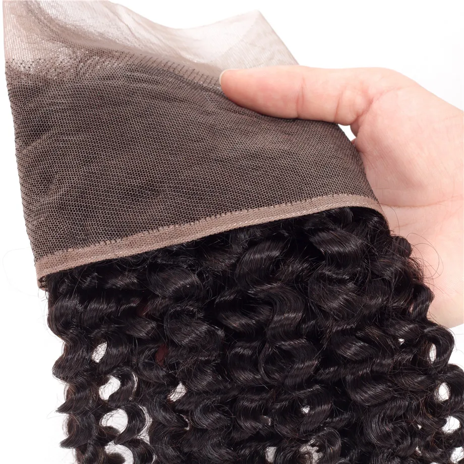 Bling Hair Remy бразильские кудрявые человеческие волосы кружева фронтальное закрытие 13*4 с волосами младенца естественного цвета "-22"