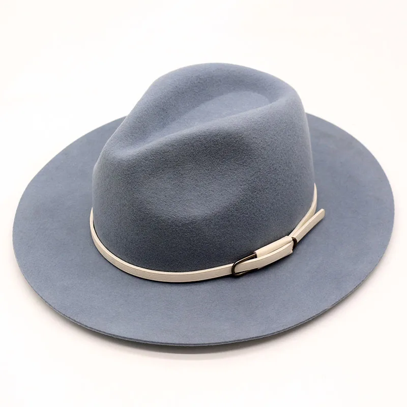 Cena QPALCR wysokiej jakości wełny kapelusze kapelusz klasyczny pas szerokie rondo Jazz kapelusze dla kobiet wełniane dla mężczyzn kapelusze filcowe jesień zima kościół czapki