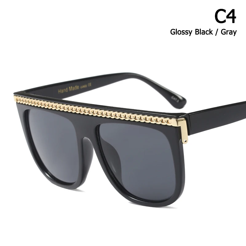 JackJad, модные женские солнцезащитные очки в винтажном квадратном стиле с золотой цепочкой, классический фирменный дизайн, солнцезащитные очки Oculos De Sol 97598 - Цвет линз: C4 With Gold Chain