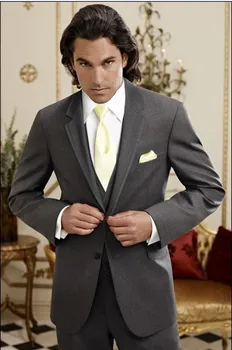 

Brand New Groom Tuxedo Dark Grey Groomsmen Notch Lapel Wedding/Dinner Suits Best Man Bridegroom (Jacket+Pants+Tie+Vest) B246