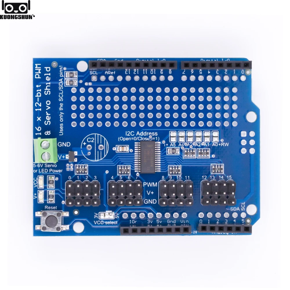 Модуль сервопривода 16 канальный 12 битный PWM I2C интерфейс PCA9685 для платы