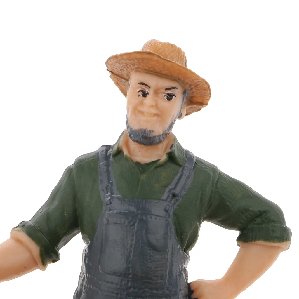 Magideal 1Pc Realistic Male Farmer People Figurine Model Action Figure Kids Children Toy Gift Collectible