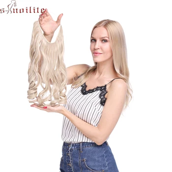 S-noilite Invisible Wire No Clips In Hair Extension Secret Fish Line Hairpiece Natural Long Curly Synthetic Hair Extension Women 2