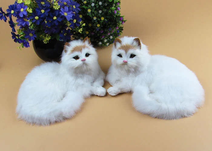 simulation-white-cat-modelplastic-fur-handicraft21x16-cm-couples-cats-with-yellow-head-home-decoration-toy-xmas-gift-w5860