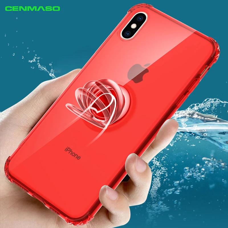 

for IPhone 6 6s 7 8 Plus XR XS Max Case Magnetic Car Holder Ring Case for IPhone X Transparent Clear Soft TPU Back Cover Case