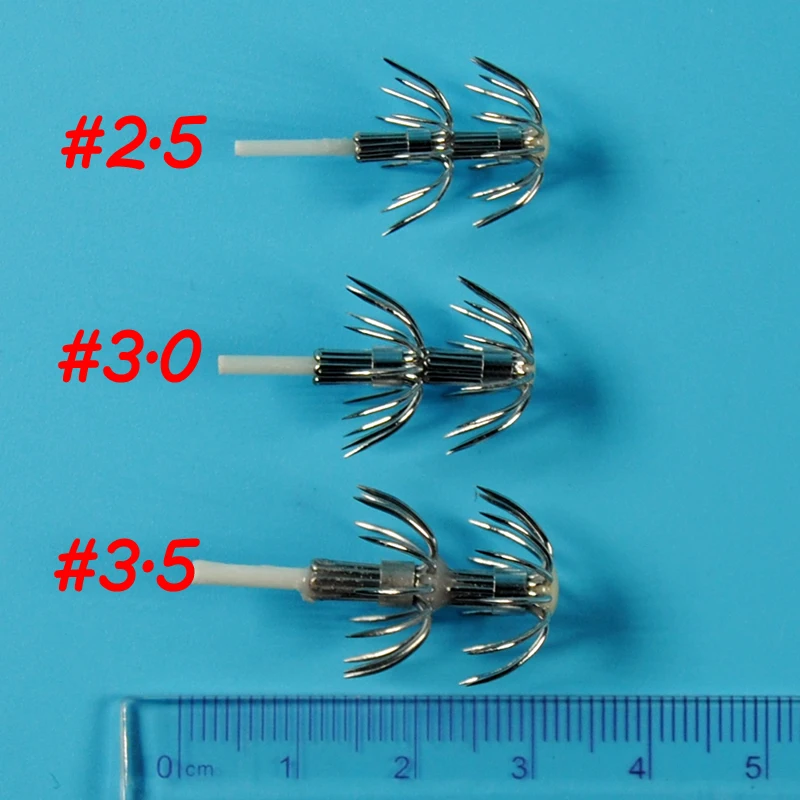 10 قطع bimoo الأخطبوط/الحبار الرقصة diy هوك #2.5 #3.0 #3.5 الحبار خطاطيف الصيد إغراء ديي التبعي