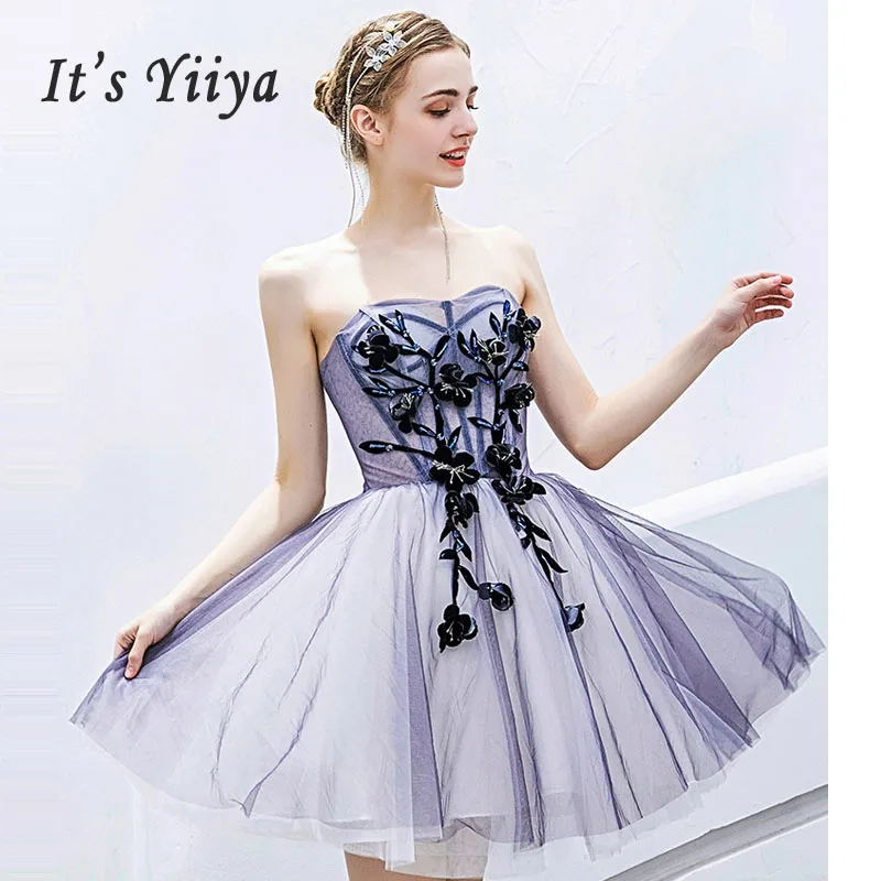 

It's Yiiya Cocktail Dress Wrapped Chest Mini Woman Party Dresses 2019 Sleeveless Plus Size Backless Robe Cocktail Gowns E633