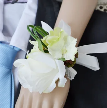 

Handmate Artificial DIY Wedding Flowers for Party Bride wrist Flowers Bridesmaid Corsages Rose Decoration for wedding