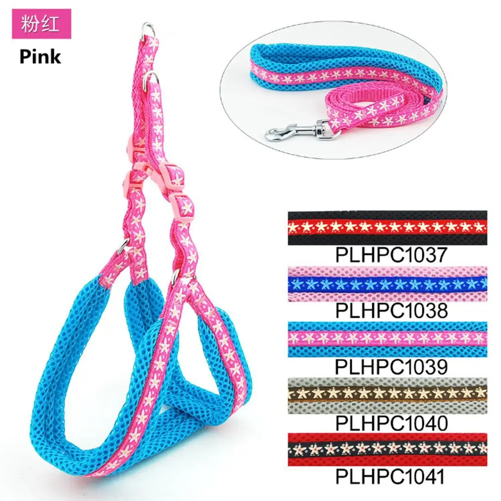 

1.0cm Dog Harness Mesh Pet Chest Back Harness With Traction Belt For Dogs Reflective 5 Colors Pet Daily Training Walking