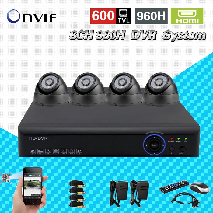 

TEATE 8CH 960H real time recording H.264 CCTV DVR NVR recorder 4CH 600TVL Color CMOS IR indoor dome cameras CK-060