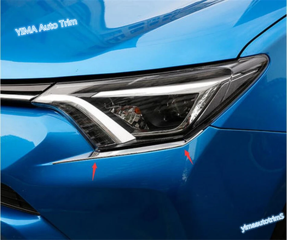 

For Toyota RAV4 Rav 4 2016 ABS Front Headlight Head Light Lamp Eyelid Cover Trim 2 Pcs / Set High Quality