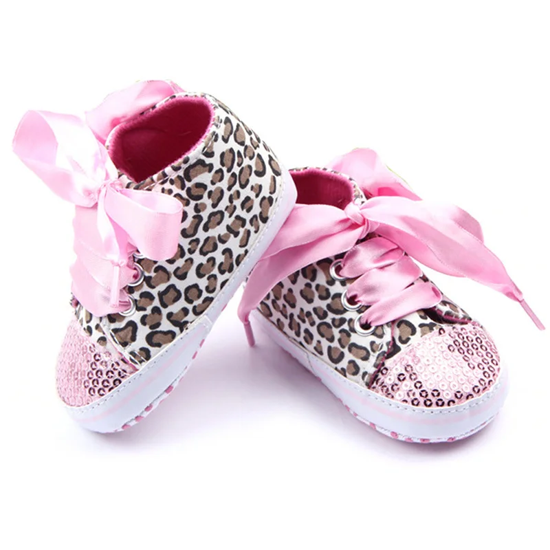 Toddler Baby Girls Newborn Shoes Floral Leopard Sequin Infant Soft Sole First Walker Cotton Shoes Princess For Baby Girls