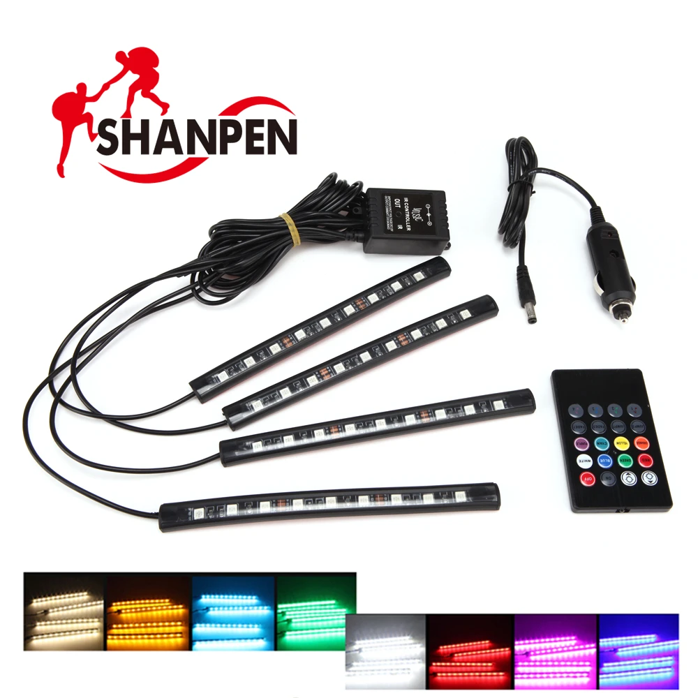 4 9 LED Car Light Interior Atmosphere SUV Floor Strip font b Lamp b font Remote