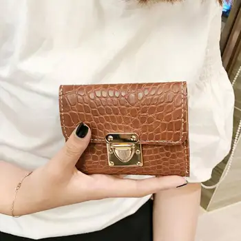 

New Fashion Short Wallet Women Elegant Purse Short Clutch Insert Lock PU Card Holder Ladies Retro Wallets #011