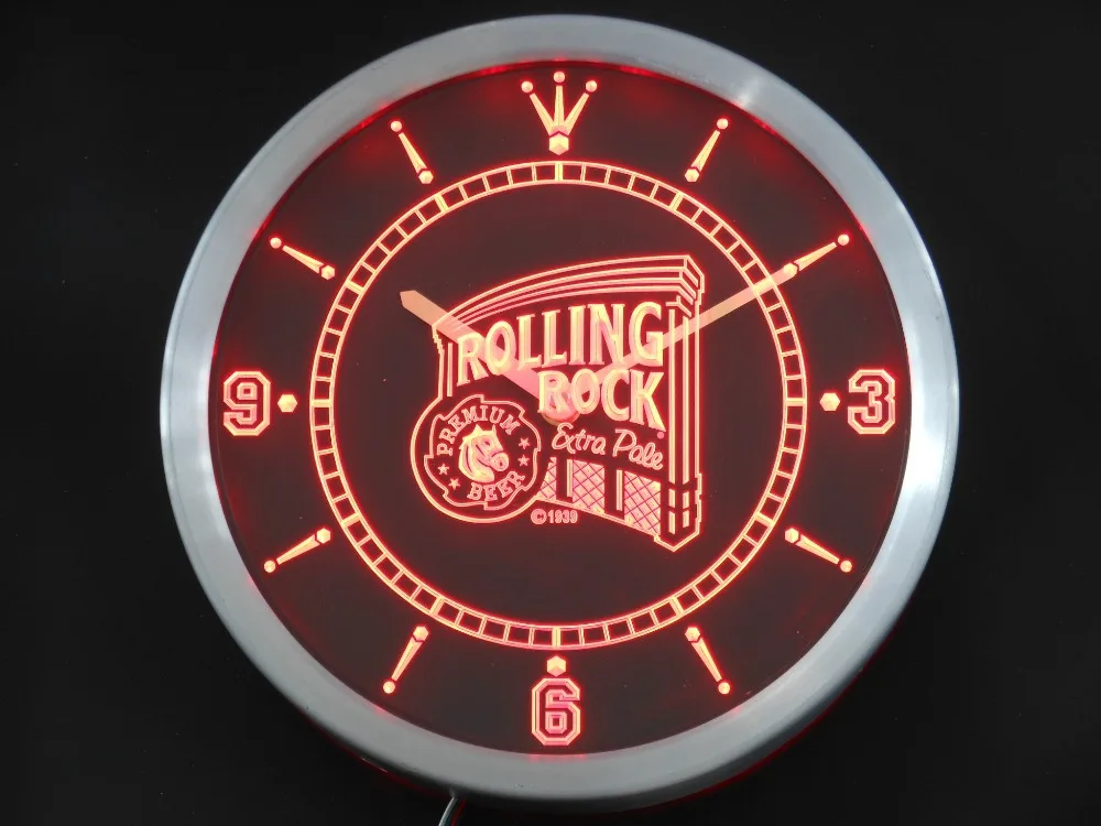  nc0474 Rolling Rock Beer Neon Light Signs LED Wall Clock - 32844358594