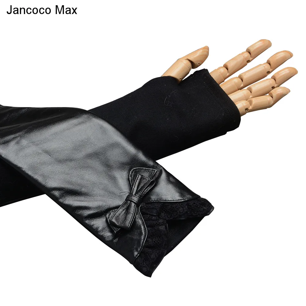 Jancoco Max 2019 натуральная кожа длинные перчатки Модные кружевные рукавицы без