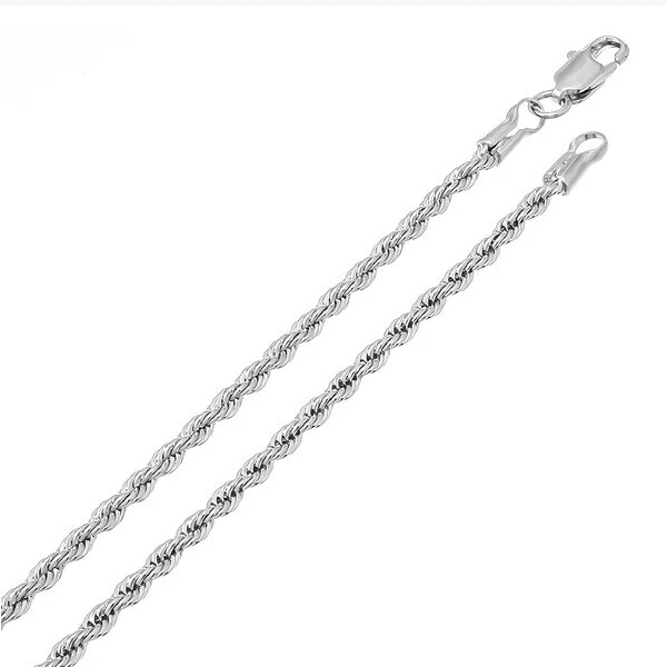 Long 18k White Gold/Platinum Plated Hip HopTwist Rope Chain Necklace